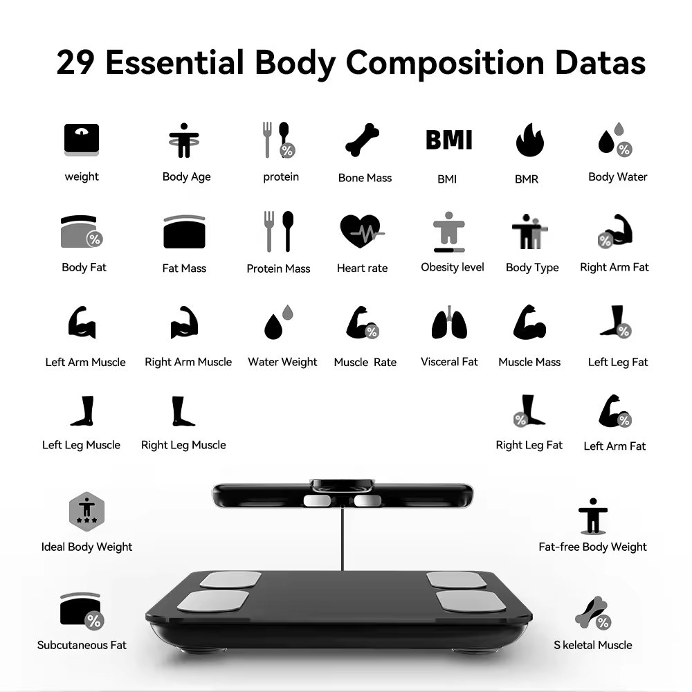 VOTRIX Digital Body Weight Fat Scale, White, 8 Electrode and Bluetooth (Copy)