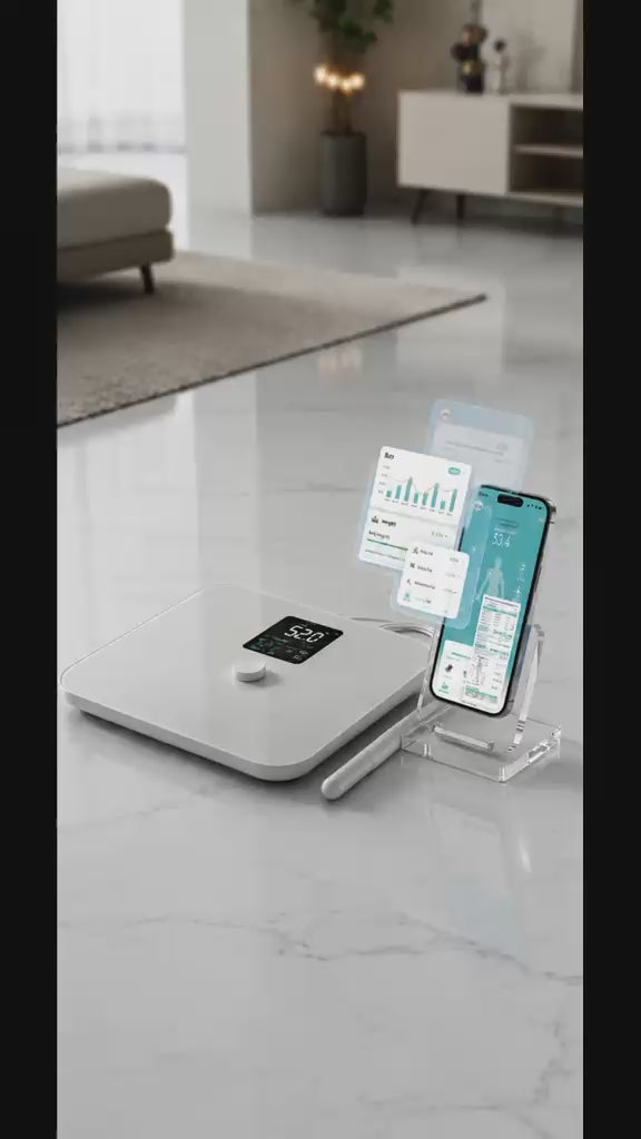 VOTRIX Digital Body Weight Fat Scale, White, 8 Electrode and Bluetooth